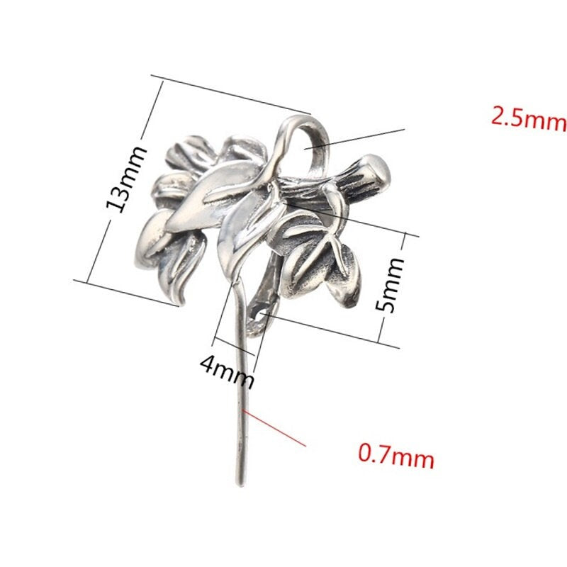 Vintage Flower Buckle Clip Pendant Setting Wholesale Sterling Silver Antique Fine 925 4x5 mm For One Stone Gemstone No Prongs DIY Jewelry