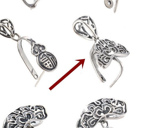 Vintage Flower Buckle Clip Pendant Setting Sterling Silver Antique Fine 925 6x9 mm For One Stone Gemstone No Prongs DIY Jewelry Wholesale