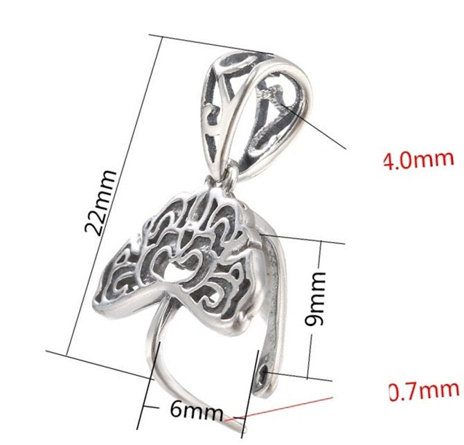 Vintage Flower Buckle Clip Pendant Setting Sterling Silver Antique Fine 925 6x9 mm For One Stone Gemstone No Prongs DIY Jewelry Wholesale