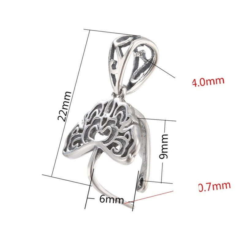 Vintage Flower Buckle Clip Pendant Setting Sterling Silver Antique Fine 925 6x9 mm For One Stone Gemstone No Prongs DIY Jewelry Wholesale