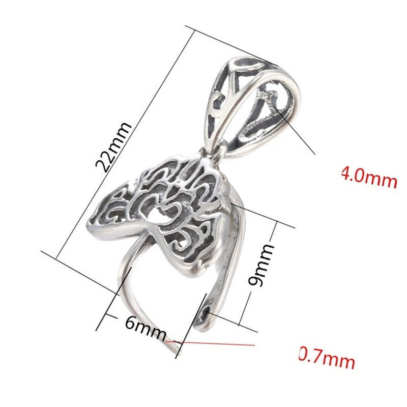 Vintage Flower Buckle Clip Pendant Setting Sterling Silver Antique Fine 925 6x9 mm For One Stone Gemstone No Prongs DIY Jewelry Wholesale