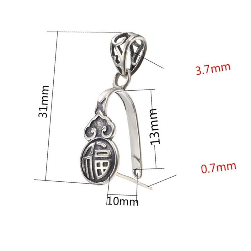 Ethnic Pattern Buckle Clip Pendant Setting Sterling Silver Antique Fine 925 10x13 mm For One Stone Gemstone No Prongs DIY Jewelry Wholesale