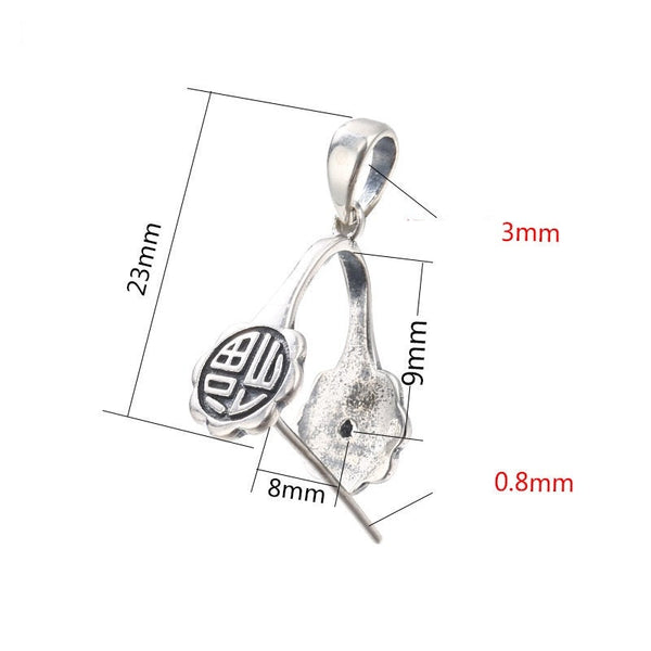 Ethnic Flower Buckle Clip Pendant Setting Sterling Silver Antique Fine 925 8x9 mm For One Stone Gemstone No Prongs DIY Jewelry Wholesale