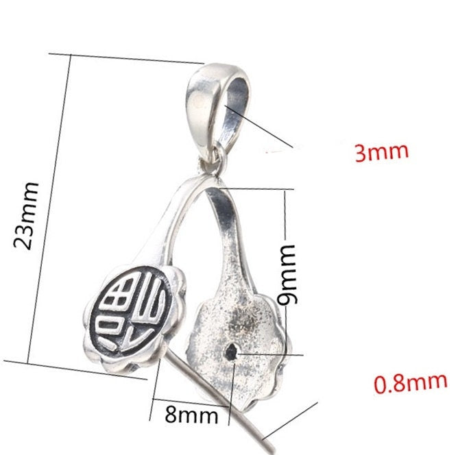 Ethnic Flower Buckle Clip Pendant Setting Sterling Silver Antique Fine 925 8x9 mm For One Stone Gemstone No Prongs DIY Jewelry Wholesale