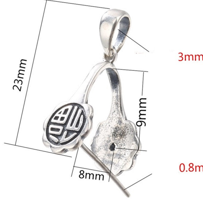 Ethnic Flower Buckle Clip Pendant Setting Sterling Silver Antique Fine 925 8x9 mm For One Stone Gemstone No Prongs DIY Jewelry Wholesale