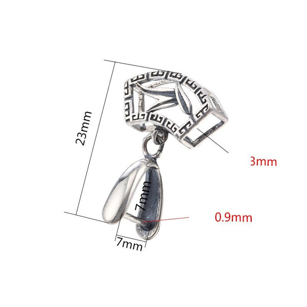 Ethnic Leaf Buckle Clip Pendant Setting Sterling Silver Antique Fine 925 7x7 mm For One Stone Gemstone No Prongs DIY Jewelry Wholesale