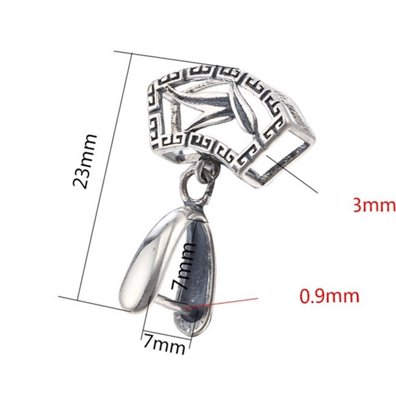 Ethnic Leaf Buckle Clip Pendant Setting Sterling Silver Antique Fine 925 7x7 mm For One Stone Gemstone No Prongs DIY Jewelry Wholesale