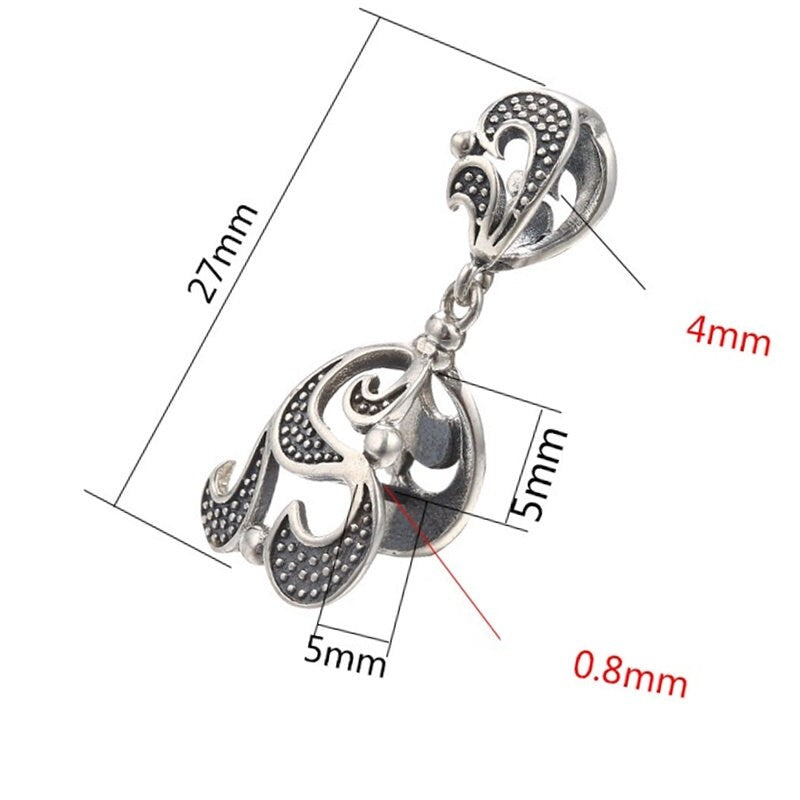 Retro Leaf Flower Buckle Clip Pendant Setting Sterling Silver Antique Fine 925 5x5mm For One Stone Gemstone No Prongs DIY Jewelry Wholesale