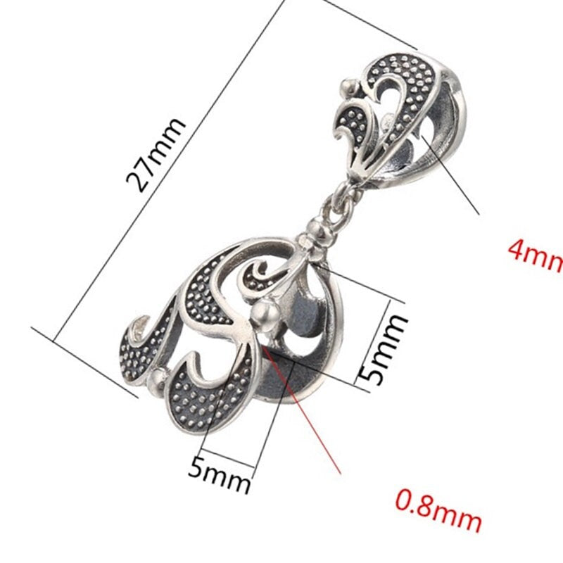 Retro Leaf Flower Buckle Clip Pendant Setting Sterling Silver Antique Fine 925 5x5mm For One Stone Gemstone No Prongs DIY Jewelry Wholesale