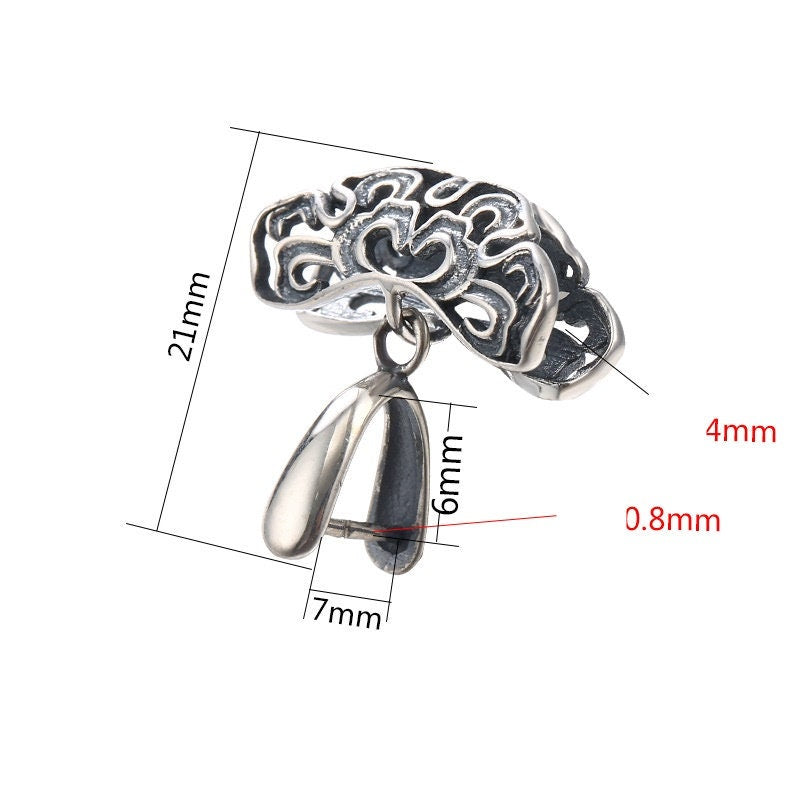 Ethnic Love Tree Buckle Clip Pendant Setting Sterling Silver Antique Fine 925 7x6 mm For One Stone Gemstone No Prongs DIY Jewelry Wholesale