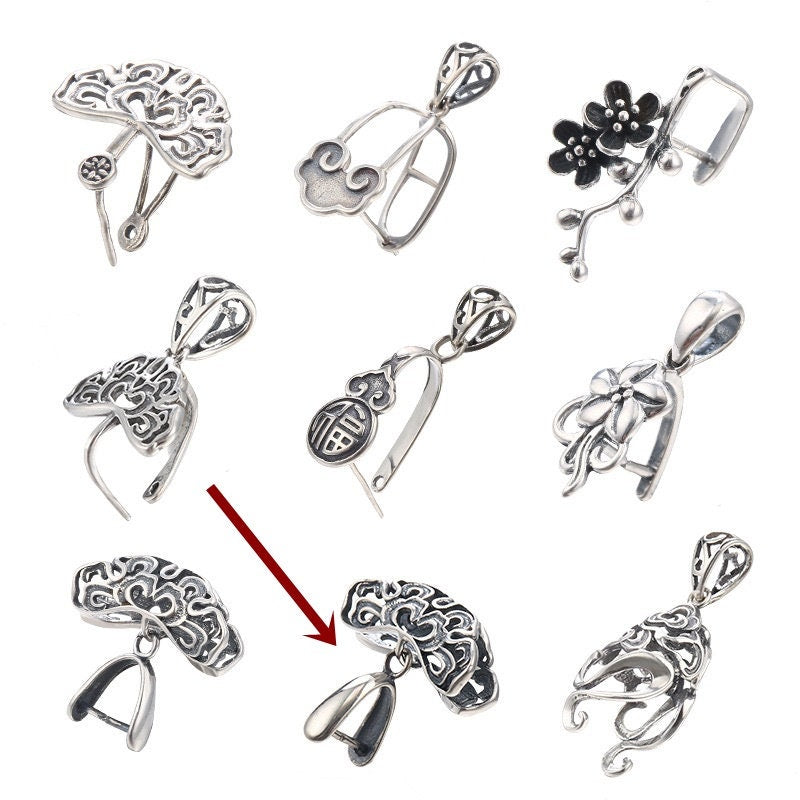 Ethnic Love Tree Buckle Clip Pendant Setting Sterling Silver Antique Fine 925 7x6 mm For One Stone Gemstone No Prongs DIY Jewelry Wholesale