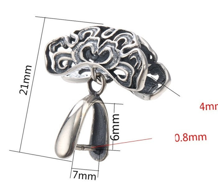 Ethnic Love Tree Buckle Clip Pendant Setting Sterling Silver Antique Fine 925 7x6 mm For One Stone Gemstone No Prongs DIY Jewelry Wholesale