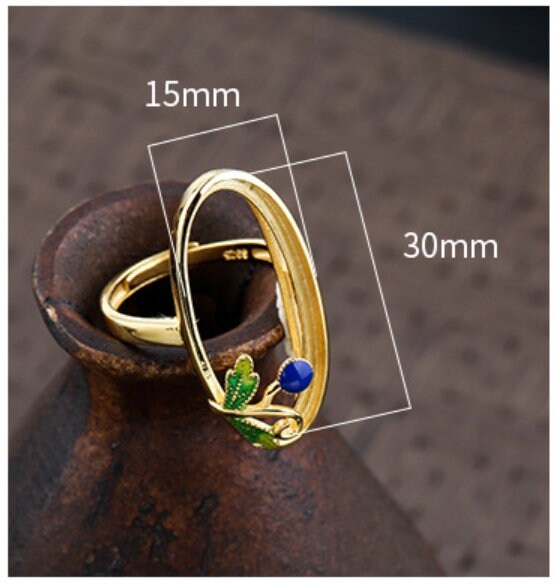 Ring Blank Setting 1pc Sterling Silver 925 Flower Leaf Oval Base Gold Fine 15x30mm For One Stone Gemstone Adjustable No Prongs Wholesale