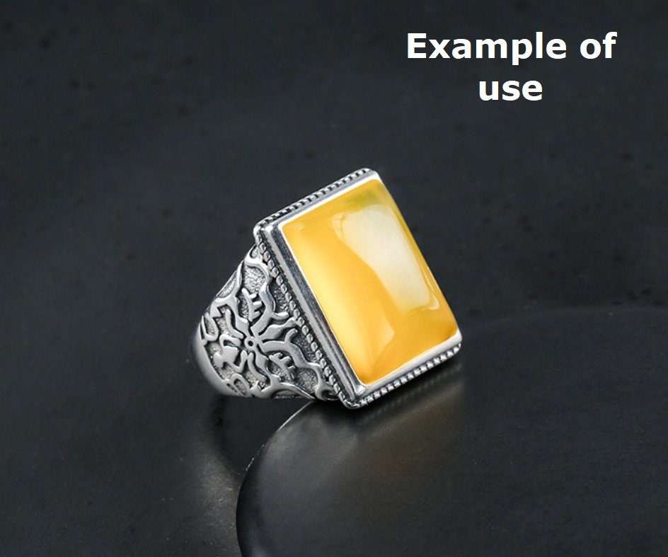 Ring Blank Setting 1pc Sterling Silver 925 Retro Rectangle Base Fine 12x17mm For One Stone Gemstone Adjustable No Prongs Wholesale