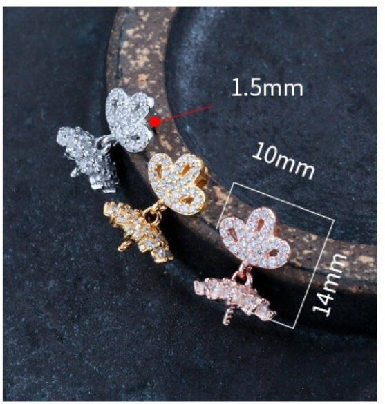 Crystals Flower Pin Base Pendant Setting Sterling Silver Rose Gold Fine 925 10-16mm For One Pearl Bead No Prongs DIY Jewelry Wholesale