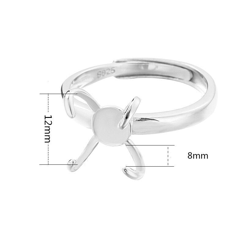 Ring Blank Setting 1pc Sterling Silver 925 Simple Vintage Free Shape Gold Fine 8x12mm For One Stone Adjustable Four Prongs Wholesale