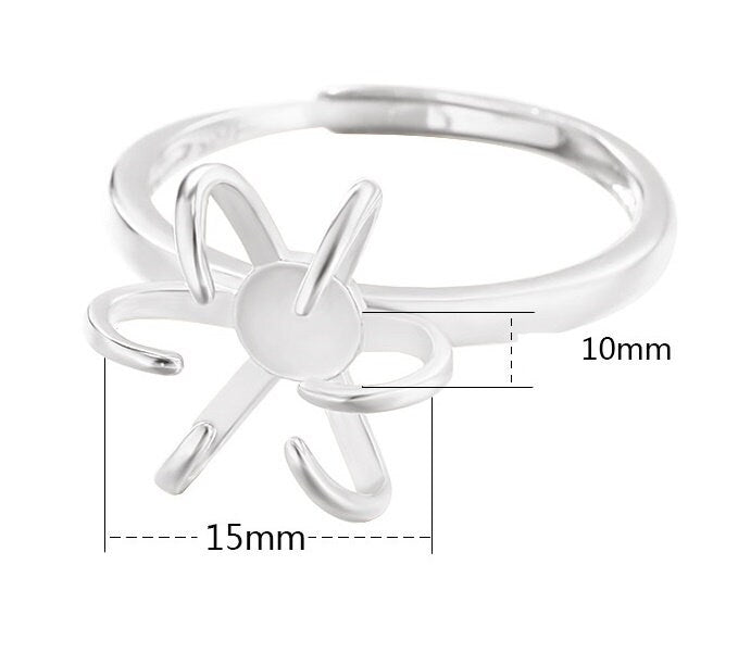 Ring Blank Setting 1pc Sterling Silver 925 Free Shape 18k Gold Vermeil Adjustable Gold Fine 10x15mm One Stone Six Prongs Wholesale