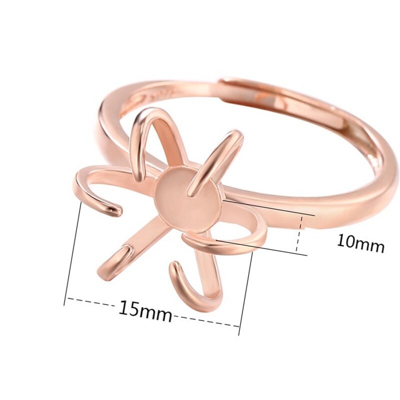 Ring Blank Setting 1pc Sterling Silver 925 Free Shape 18k Gold Vermeil Adjustable Gold Fine 10x15mm One Stone Six Prongs Wholesale