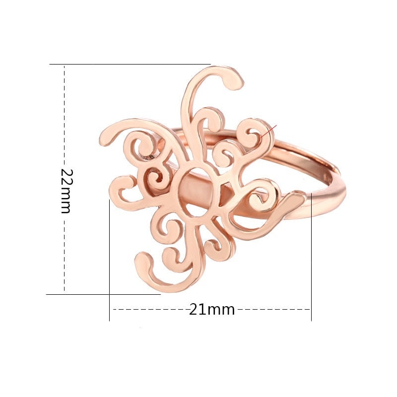 Ring Blank Setting 1pc Sterling Silver 925 Free Shape Base Bezel Rose Gold Fine 21x22mm For One Stone Adjustable With Prongs Wholesale