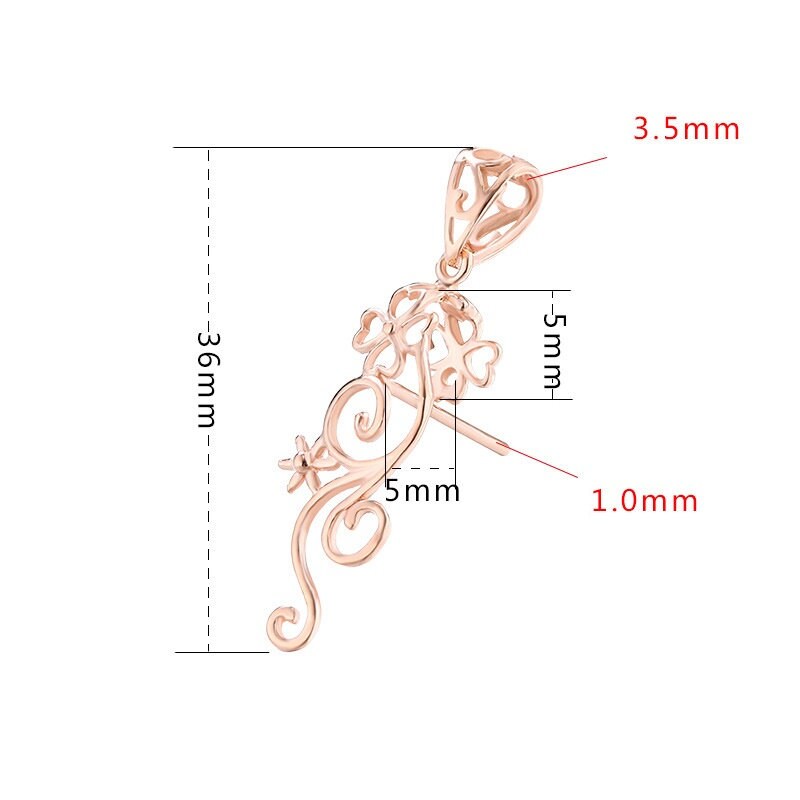 Flowers Buckle Clip Pendant Setting Sterling Silver Rose Gold Fine 925 5x5mm 6x7mm For One Stone Gemstone No Prongs DIY Jewelry Wholesale