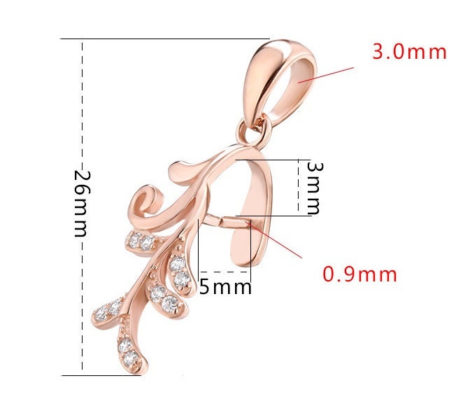 Crystals Leaf Buckle Clip Pendant Setting Sterling Silver Rose Gold Fine 925 5x3mm For One Stone Gemstone No Prongs DIY Jewelry Wholesale