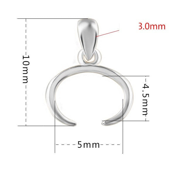 C-Shape Buckle Clip Pinch Bail Pendant Setting 925 Sterling Silver Rose Gold Fine 5x4.5mm For One Stone Gemstone DIY Jewelry Wholesale