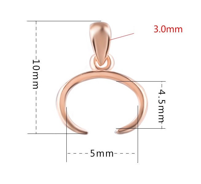 C-Shape Buckle Clip Pinch Bail Pendant Setting 925 Sterling Silver Rose Gold Fine 5x4.5mm For One Stone Gemstone DIY Jewelry Wholesale