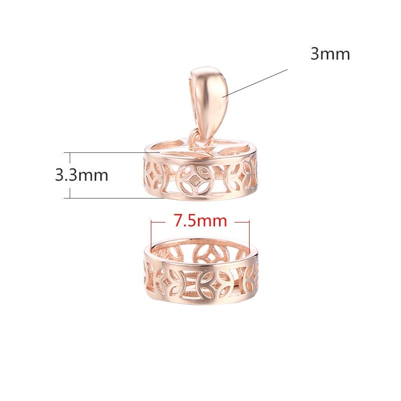 Openwork Bucket Base Pendant Blank Setting Sterling Silver Rose White Gold Fine 925 6.5-8.5mm For One Stone No Prongs DIY Jewelry Wholesale