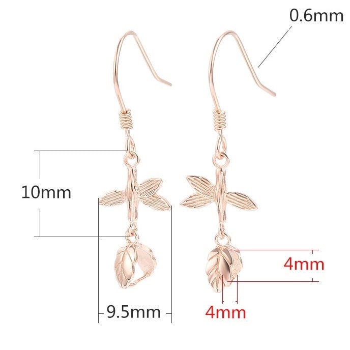 Vintage Leaf Clip Base Earrings Hook Setting Sterling Silver Rose Gold Fine 925 4x4mm For One Stone Gemstone No Prongs DIY Jewelry Wholesale