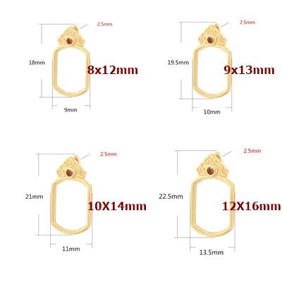 Vintage Rectangle Base Pendant Setting Fine Sterling Silver Rose Gold 925 8-16 mm For One Stone Gemstone No Prongs DIY Jewelry Wholesale