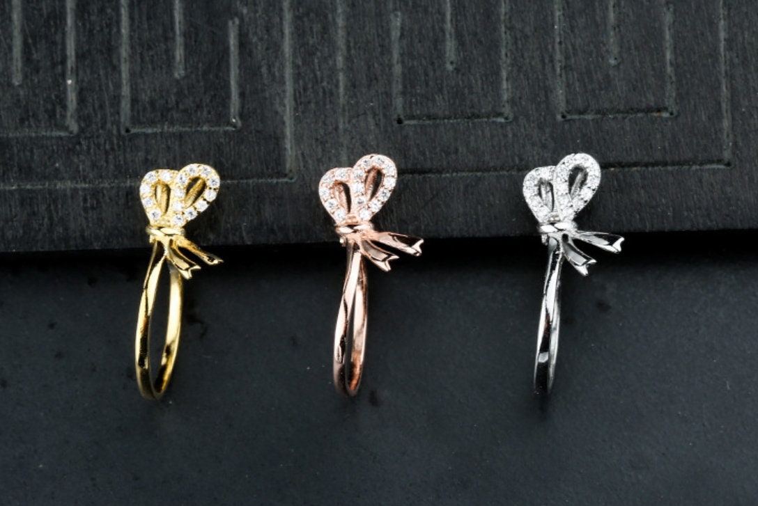 Bowknot Crystals Clip Pendant Setting Sterling Silver Rose Gold Fine 925 12mm For One Stone Bead Adjustable No Prongs DIY Jewelry Wholesale