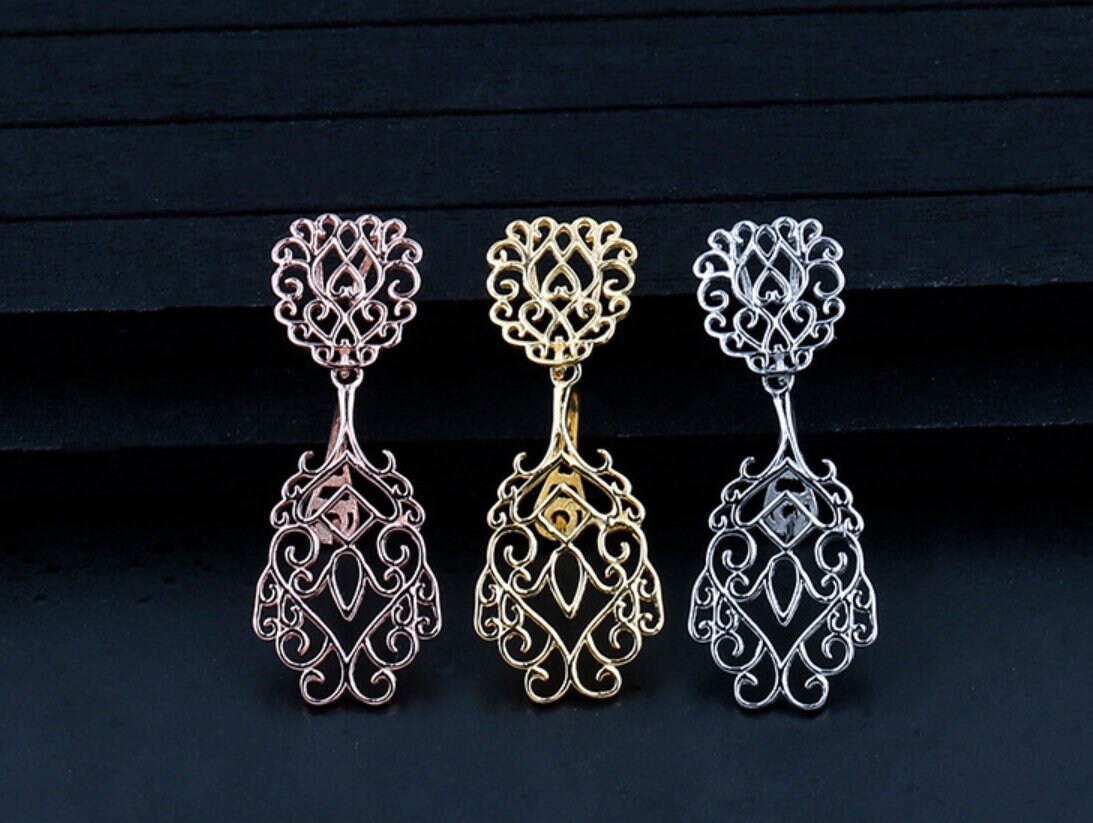 Vintage Openwork Buckle Clip Pendant Setting Sterling Silver Rose Gold Fine 925 10x10.5mm For One Stone Bead No Prongs DIY Jewelry Wholesale