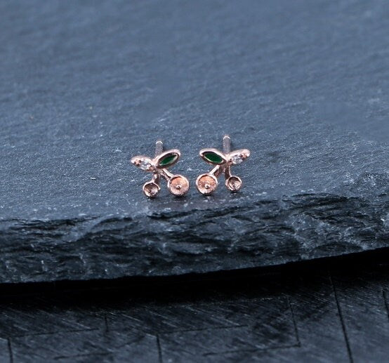 Cherry Branch Pin Cup Earrings Stud Setting Sterling Silver Gold Fine 925 2x2mm 1.5x1.5mm For Two Beads No Prongs DIY Jewelry Wholesale