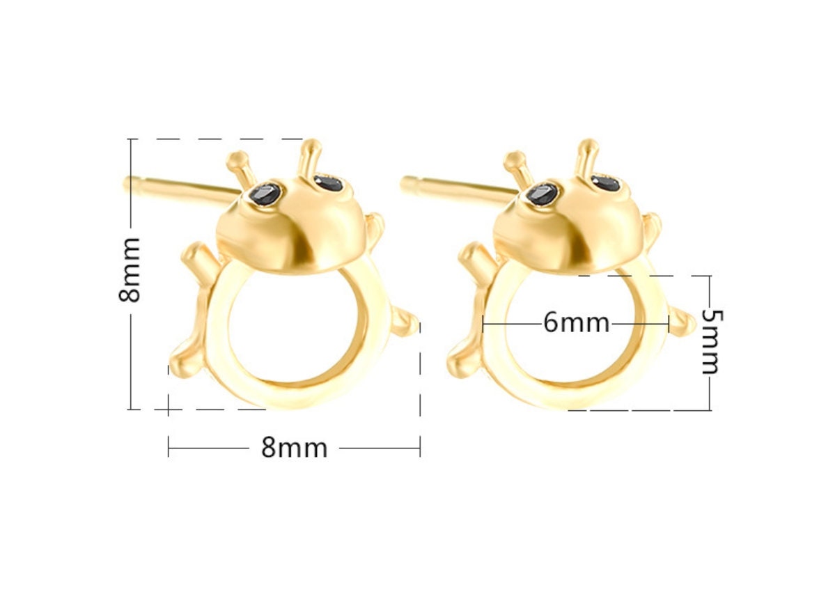 Insect Beetle Oval Stud Earrings Setting Base Sterling Silver Rose Gold Fine 925 5x6mm For One Stone Four Prongs DIY Jewelry Wholesale