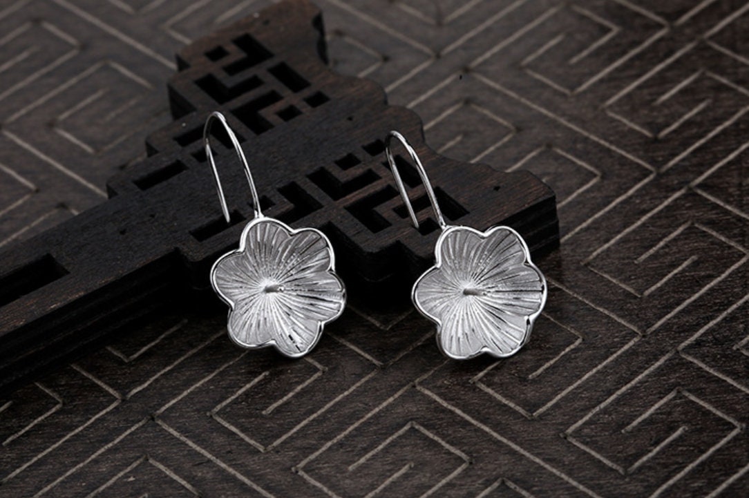 Retro Flower Cup Pin Base Earrings Hook Setting Sterling Silver Fine 925 8-12mm For One Pearl Bead No Prongs DIY Jewelry Wholesale