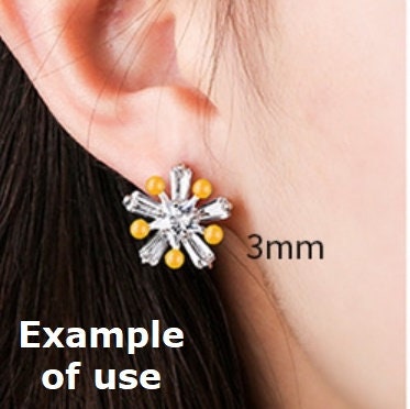 Crystals Snowflake Pin Cup Base Earrings Stud Setting Sterling Silver White Gold Fine 925 3mm For Five Beads No Prongs DIY Jewelry Wholesale