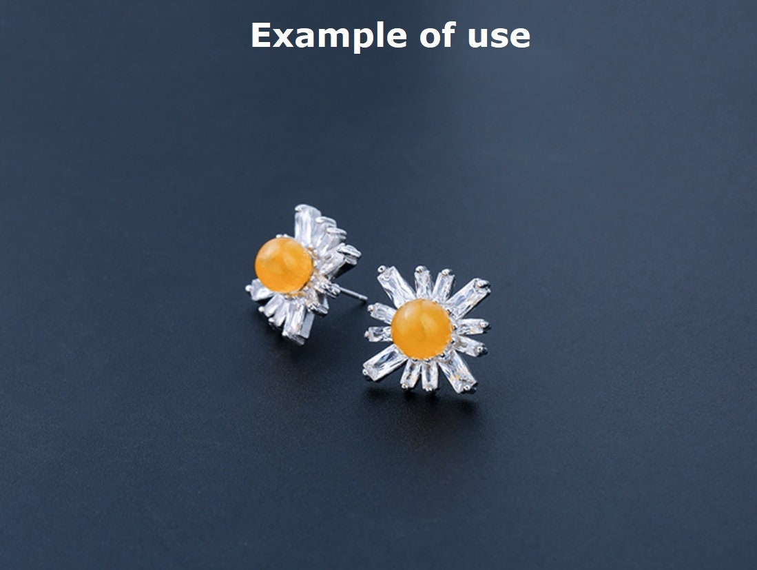 Crystals Flower Pin Cup Earrings Stud Blank Setting Sterling Silver Gold Fine 925 8mm For One Pearl Bead No Prongs DIY Jewelry Wholesale