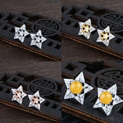 Crystals Stars Cup Pin Base Earrings Stud Setting Sterling Silver Rose Gold Fine 925 4-5mm For One Bead No Prongs DIY Jewelry Wholesale