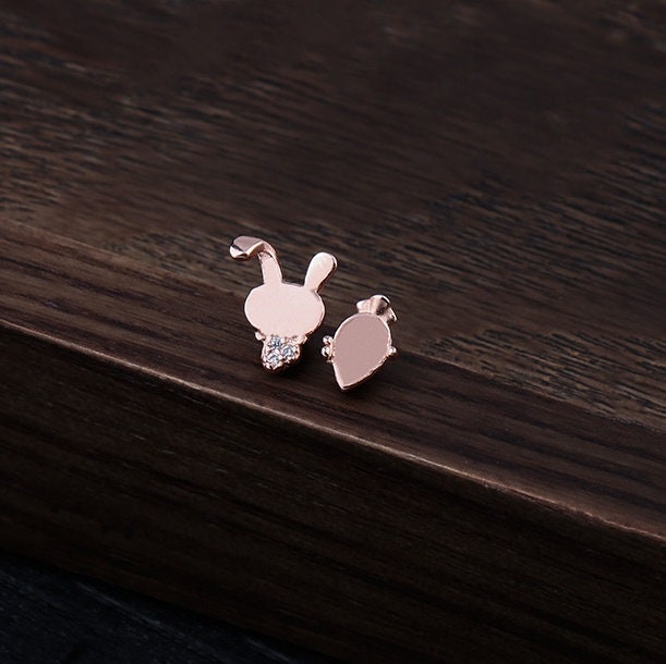 Bunny Carrot Oval Base Earrings Stud Setting Bezel Sterling Silver White Gold Fine 925 4x6mm For Two Stones No Prongs DIY Jewelry Wholesale