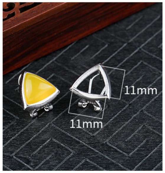 Triangle Base Сlip Stud Earrings Setting Wholesale Sterling Silver Rose White Gold Fine 925 11x11mm For One Stone No Prongs DIY Jewelry