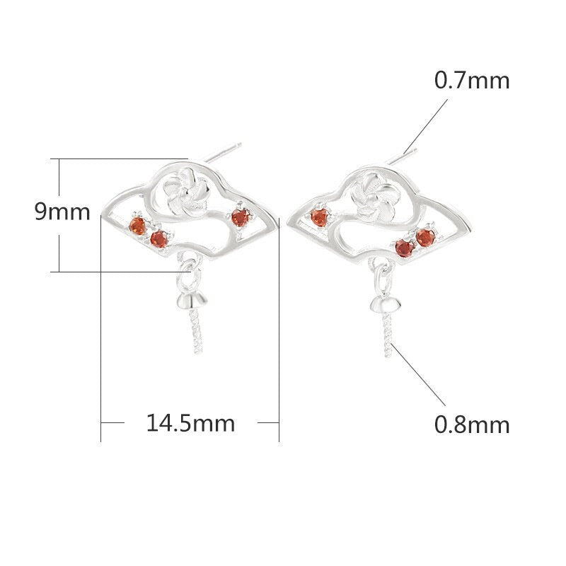 Crystals Flower Pin Stud Earrings Blank Setting Sterling Silver Rose Gold Fine 925 9x14.5mm For One Pearl No Prongs DIY Jewelry Wholesale