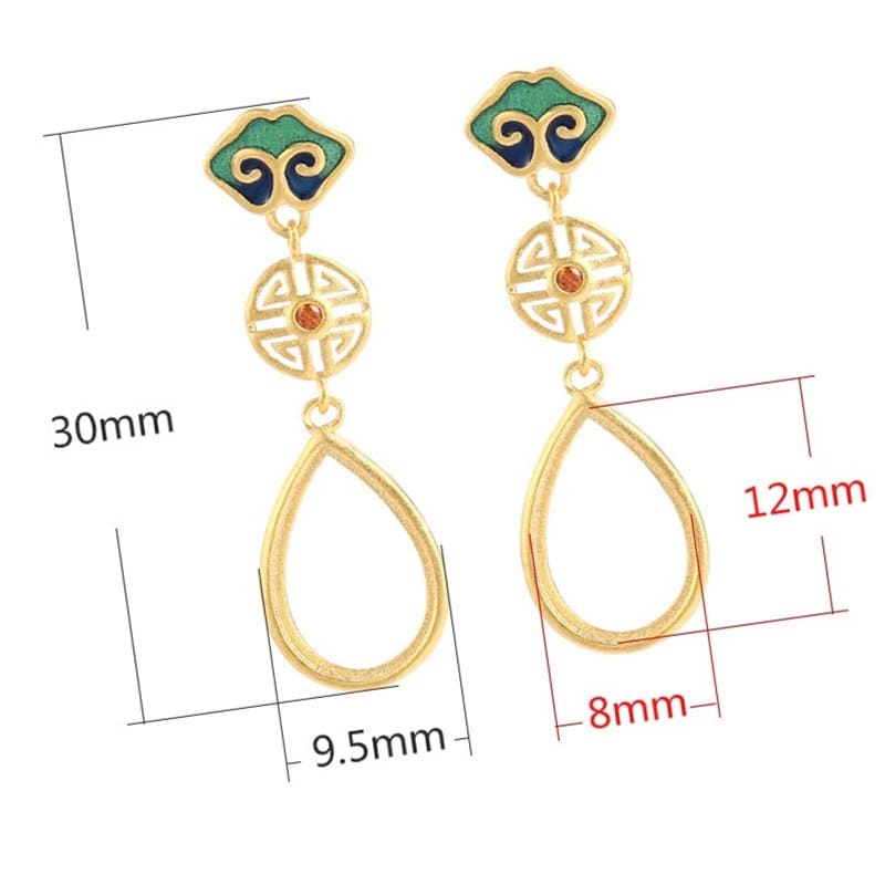 Ethno Pattern Teardrop Earrings Stud Blank Setting Sterling Silver Gold Bezel Fine 925 8x12 mm For One Stone No Prongs DIY Jewelry Wholesale