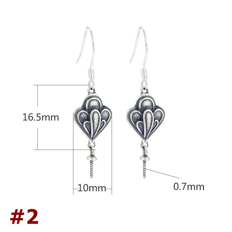 Vintage Flower Leaf Cup Pin Earrings Hook Setting Sterling Silver Gold Fine 925 10x16.5mm For One Pearl Bead No Prongs DIY Jewelry Wholesale