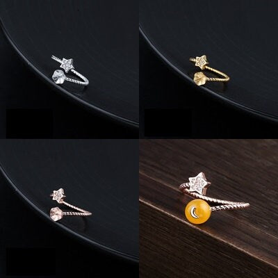 Ring Blank Setting 1pc 925 Sterling Silver Crystal CZ Star Cup Pin Gold Fine For One 5-7mm Pearl Bead Top Drilled Charm Adjustable Wholesale