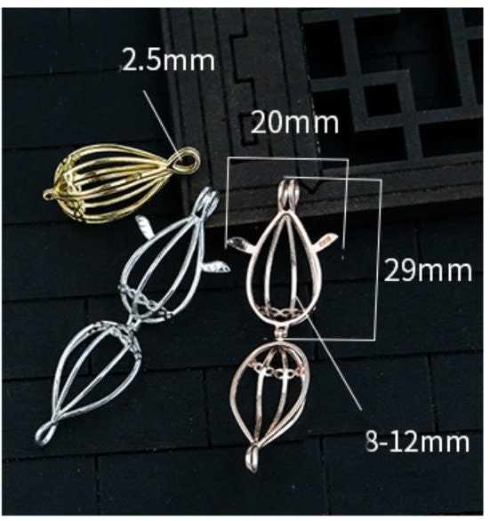 Teardrop Box Pendant Setting Bulk Sterling Silver Rose Gold Fine 925 8-12mm Bezel For One Pearl Bead No Prongs DIY Jewelry Wholesale