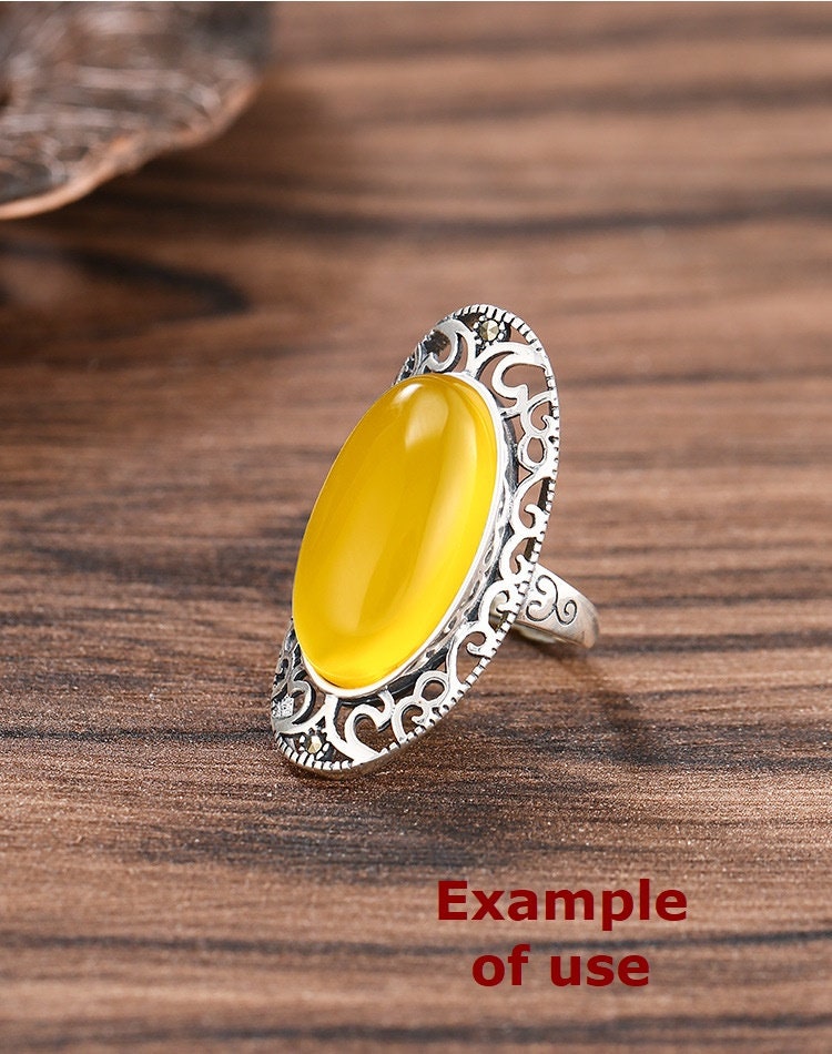 Ring Blank Setting 1pc Sterling Silver 925 Vintage Pattern Oval Base Fine 11.5x22mm For One Stone Gemstone Adjustable No Prongs Wholesale