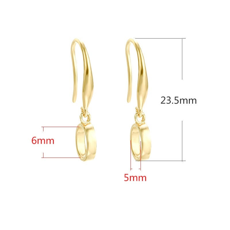 Round Oval Buckle Clip Hook Earrings Setting Bezel Sterling Silver Rose Gold Fine 925 5x6 mm For One Bead No Prongs DIY Jewelry Wholesale