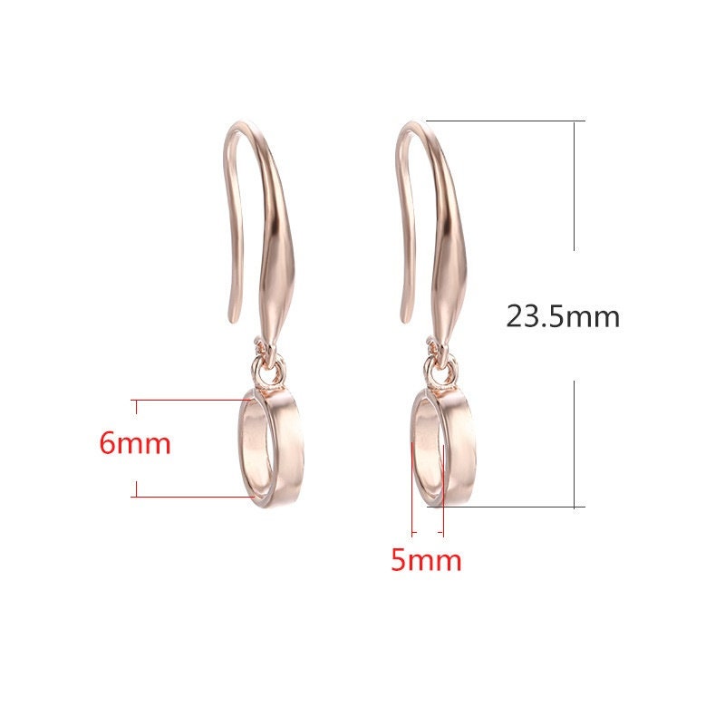 Round Oval Buckle Clip Hook Earrings Setting Bezel Sterling Silver Rose Gold Fine 925 5x6 mm For One Bead No Prongs DIY Jewelry Wholesale