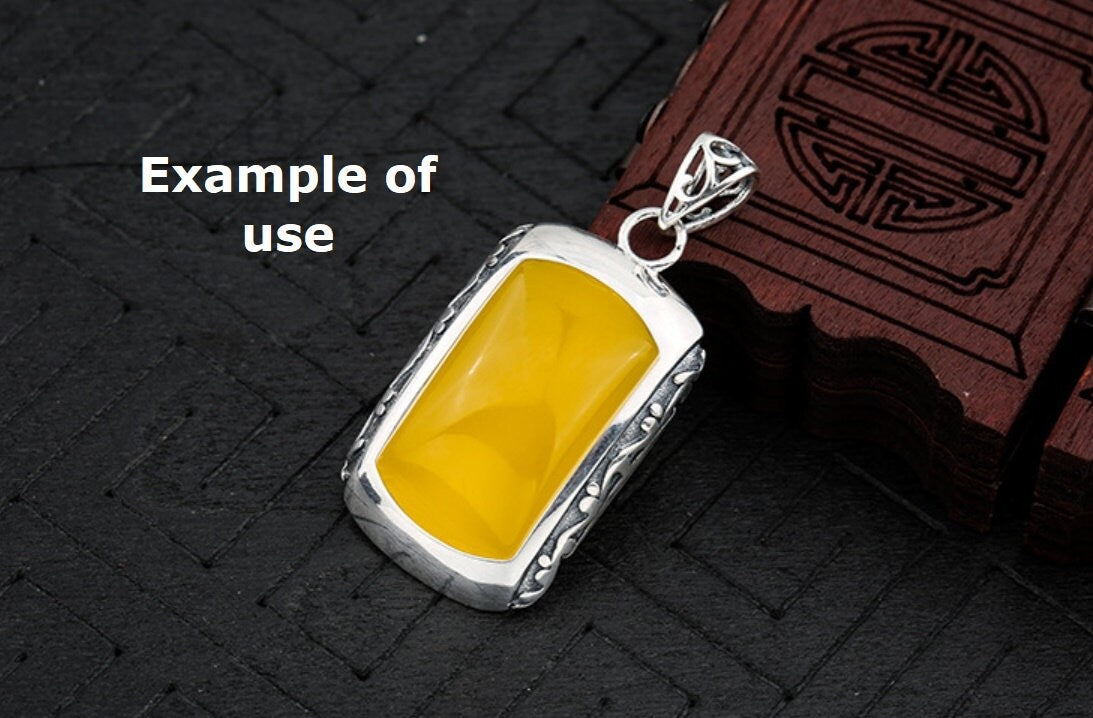 Vintage Flower Rectangle Base Pendant Setting Fine Sterling Silver 925 12.5x22mm For One Stone Gemstone No Prongs DIY Jewelry Wholesale