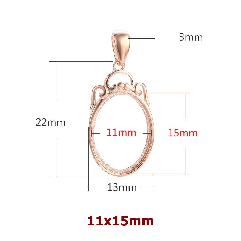 Buddhist Style Vintage Oval Base Pendant No Prongs Setting Sterling Silver Gold Fine 925 10-16 mm For One Stone DIY Jewelry Wholesale